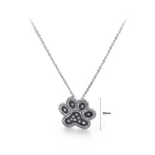 Load image into Gallery viewer, Fashion and Lovely Cat&#39;s Paw Footprint 316L Stainless Steel Pendant with Cubic Zirconia and Necklace