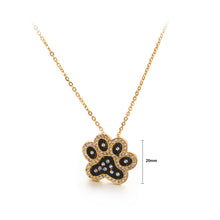 Load image into Gallery viewer, Fashion and Lovely Plated Gold Cat&#39;s Paw Footprint 316L Stainless Steel Pendant with Cubic Zirconia and Necklace