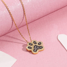 Load image into Gallery viewer, Fashion and Lovely Plated Gold Cat&#39;s Paw Footprint 316L Stainless Steel Pendant with Cubic Zirconia and Necklace