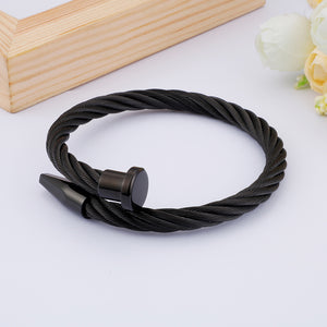 Fashion Personality Plated Black Geometric Round 316L Stainless Steel Bangle