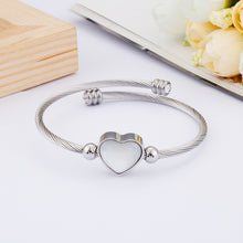 Load image into Gallery viewer, Simple and Fashion Heart-shaped Shell 316L Stainless Steel Bangle with Cubic Zirconia