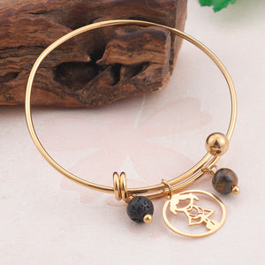Fashion Simple Plated Gold Geometric Round Girl 316L Stainless Steel Bangle