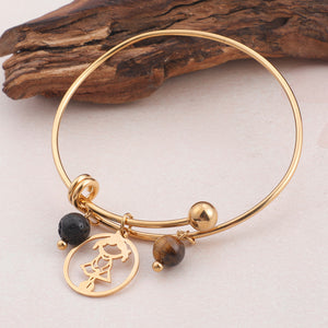 Fashion Simple Plated Gold Geometric Round Girl 316L Stainless Steel Bangle