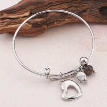 Load image into Gallery viewer, Fashion Simple Heart-shaped Round Bead 316L Stainless Steel Bangle