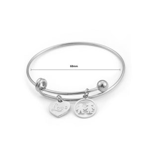 Simple Romantic Heart-shaped Couple Cartoon 316L Stainless Steel Bangle