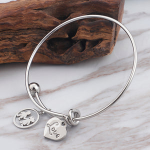 Simple Romantic Heart-shaped Couple Cartoon 316L Stainless Steel Bangle