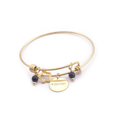 Simple Temperament Plated Gold Geometric Round Flower 316L Stainless Steel Bangle