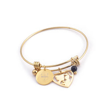 Load image into Gallery viewer, Fashion and Elegant Plated Gold Geometric Heart-shaped Mother and Child Cartoon Character 316L Stainless Steel Bangle