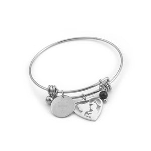 Fashion and Elegant Geometric Heart-shaped Mother and Child Cartoon Character 316L Stainless Steel Bangle