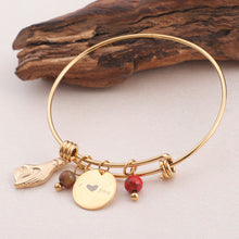 Load image into Gallery viewer, Simple and Romantic Plated Gold Geometric Round Love Heart 316L Stainless Steel Bangle
