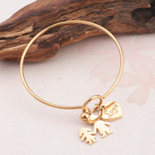 Load image into Gallery viewer, Fashion Simple Plated Gold Heart-shaped Couple Cartoon Character 316L Stainless Steel Bangle
