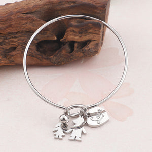 Fashion Simple Heart-shaped Couple Cartoon Character 316L Stainless Steel Bangle