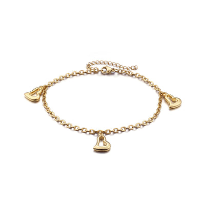 Simple and Fashion Plated Gold Heart-shaped 316L Stainless Steel Anklet