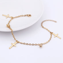 Load image into Gallery viewer, Simple and Classic Plated Gold Cross 316L Stainless Steel Anklet