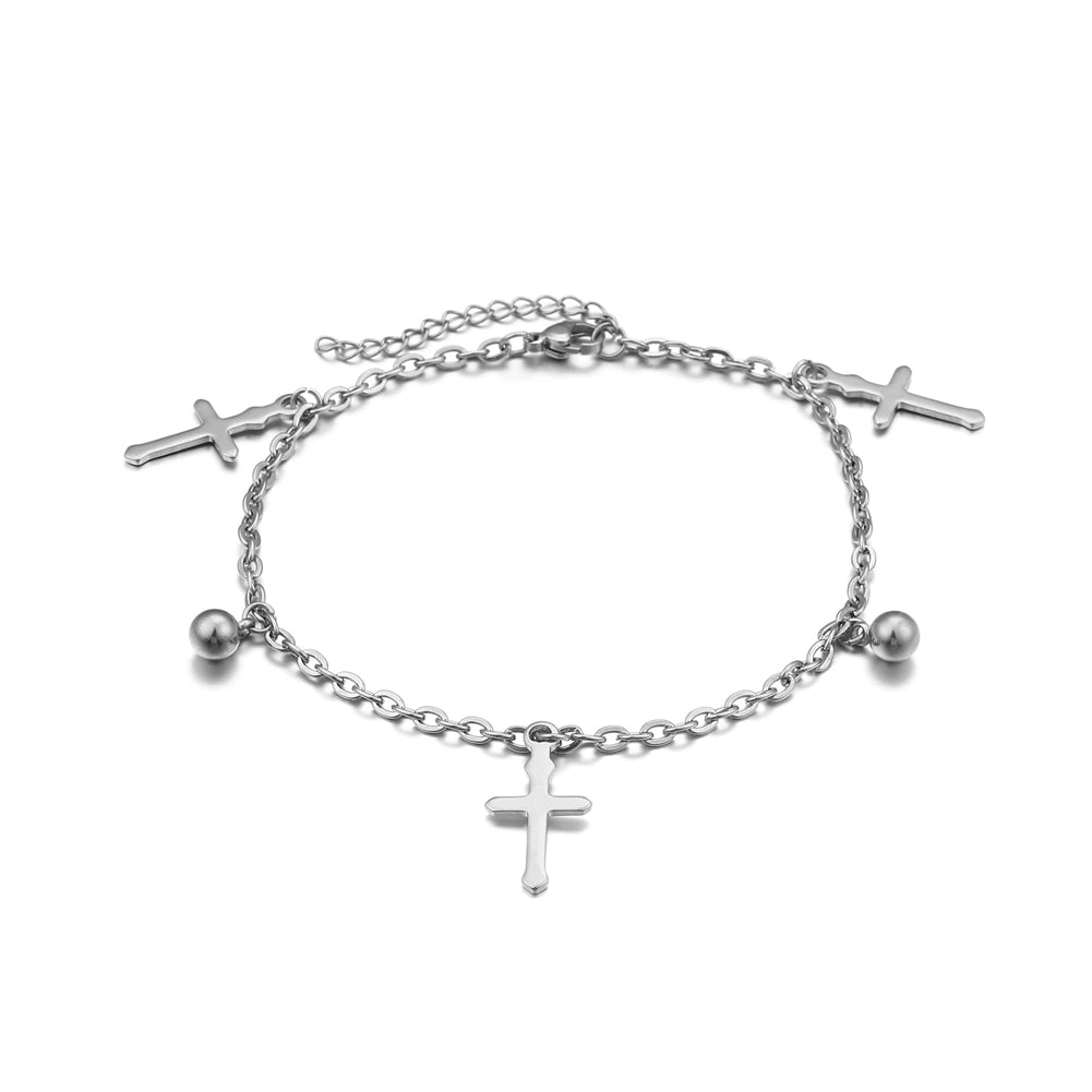 Simple and Classic Cross 316L Stainless Steel Anklet