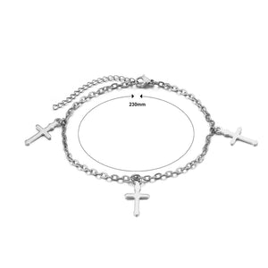 Simple and Fashion Cross 316L Stainless Steel Anklet