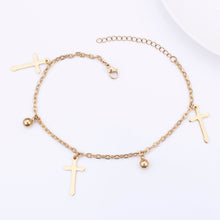 Load image into Gallery viewer, Fashion Simple Plated Gold Cross Ball 316L Stainless Steel Anklet