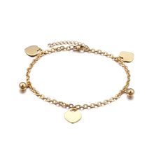 Load image into Gallery viewer, Fashion and Simple Plated Gold Heart-shaped Round Bead 316L Stainless Steel Anklet