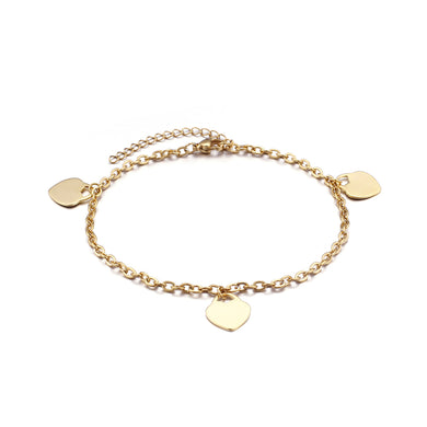 Fashion and Simple Plated Gold Heart-shaped 316L Stainless Steel Anklet