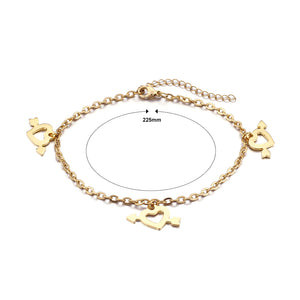 Fashion and Romantic Plated Gold Cupid's Arrow Heart Shaped 316L Stainless Steel Anklet