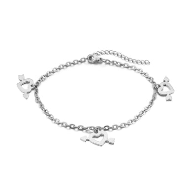 Fashion and Romantic Cupid's Arrow Heart Shaped 316L Stainless Steel Anklet