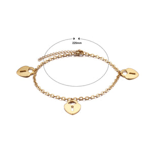 Fashion Simple Plated Gold Heart-shaped Lock 316L Stainless Steel Anklet