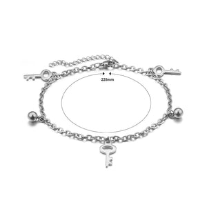 Fashion Simple Key Round Bead 316L Stainless Steel Anklet
