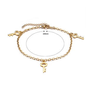 Fashion Simple Plated Gold Key 316L Stainless Steel Anklet