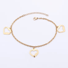 Load image into Gallery viewer, Simple and Romantic Plated Gold Hollow Heart-shaped 316L Stainless Steel Anklet
