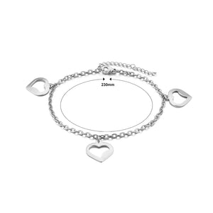 Simple and Romantic Hollow Heart-shaped 316L Stainless Steel Anklet
