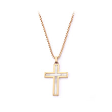 Load image into Gallery viewer, Simple and Classic Plated Gold Cross Pendant with 316L Stainless Steel Necklace