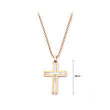Load image into Gallery viewer, Simple and Classic Plated Gold Cross Pendant with 316L Stainless Steel Necklace