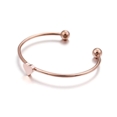 Simple and Fashion Plated Rose Gold Heart-shaped 316L Stainless Steel Bangle