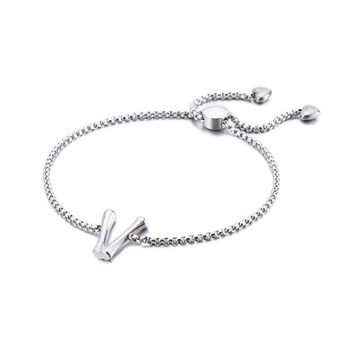 Simple and Fashion English Alphabet V 316L Stainless Steel Bracelet