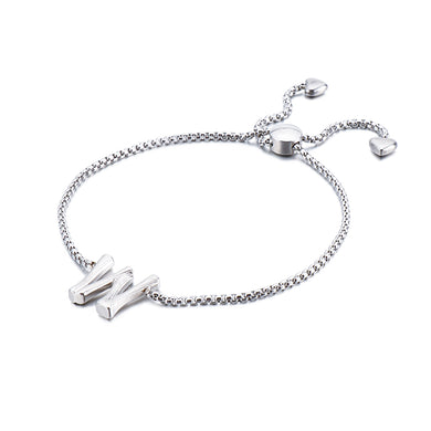 Simple and Fashion English Alphabet W 316L Stainless Steel Bracelet