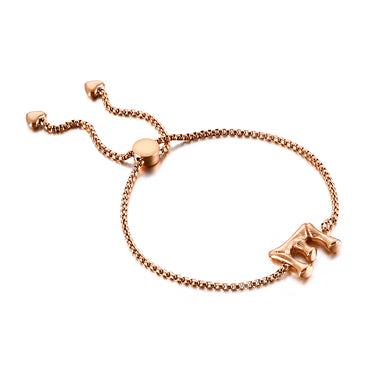 Simple Fashion Plated Rose Gold English Alphabet E 316L Stainless Steel Bracelet