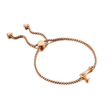 Simple Fashion Plated Rose Gold English Alphabet L 316L Stainless Steel Bracelet