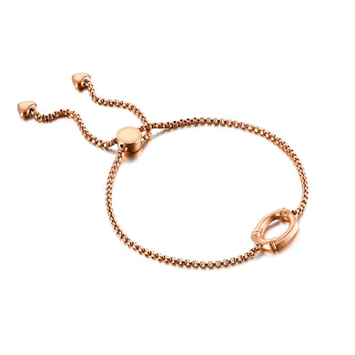 Simple Fashion Plated Rose Gold English Alphabet O 316L Stainless Steel Bracelet