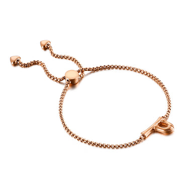 Simple Fashion Plated Rose Gold English Alphabet P 316L Stainless Steel Bracelet