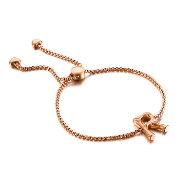 Simple Fashion Plated Rose Gold English Alphabet R 316L Stainless Steel Bracelet