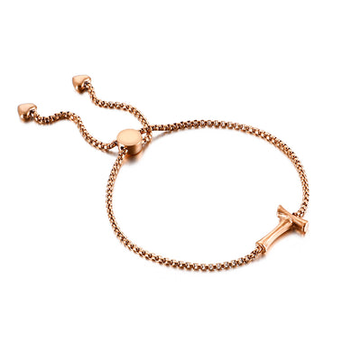 Simple Fashion Plated Rose Gold English Alphabet T 316L Stainless Steel Bracelet