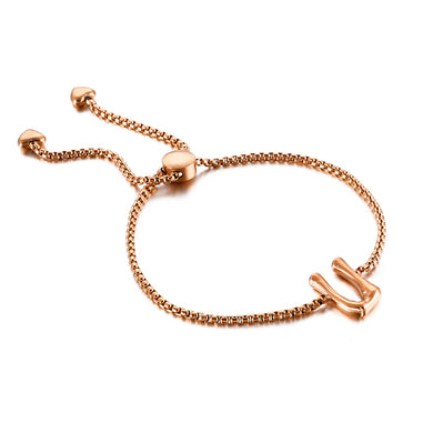 Simple Fashion Plated Rose Gold English Alphabet U 316L Stainless Steel Bracelet