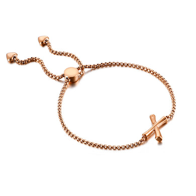 Simple Fashion Plated Rose Gold English Alphabet X 316L Stainless Steel Bracelet