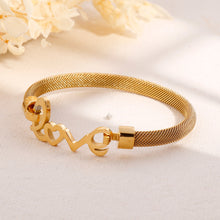 Load image into Gallery viewer, Fashion and Romantic Plated Gold Love Geometric Round 316L Stainless Steel Bangle