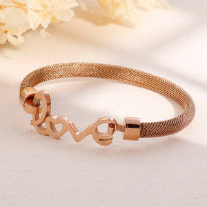 Fashion Romantic Plated Rose Gold Love Geometric Round 316L Stainless Steel Bangle