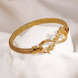 Fashion and Simple Plated Gold Infinity Symbol 316L Stainless Steel Bangle