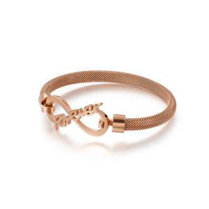 Fashion Simple Plated Rose Gold Infinity Symbol 316L Stainless Steel Bangle