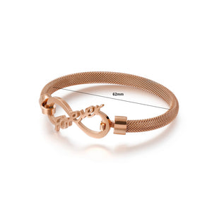 Fashion Simple Plated Rose Gold Infinity Symbol 316L Stainless Steel Bangle