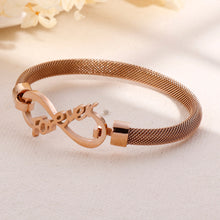 Load image into Gallery viewer, Fashion Simple Plated Rose Gold Infinity Symbol 316L Stainless Steel Bangle