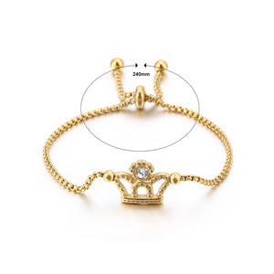 Fashion and Simple Plated Gold Crown 316L Stainless Steel Bracelet with Cubic Zirconia